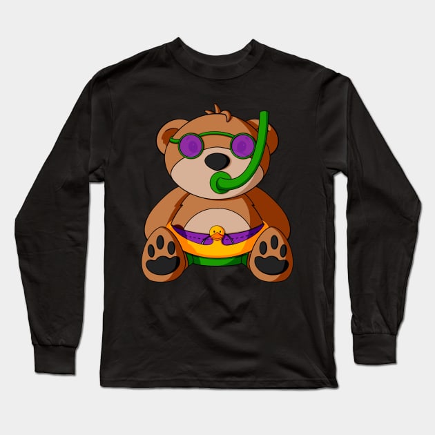 Poolside Teddy Bear Long Sleeve T-Shirt by Alisha Ober Designs